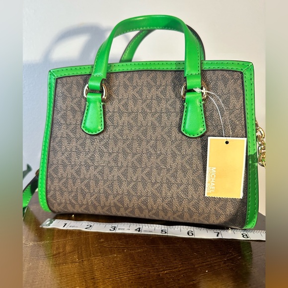 Michael Kors Chantal Extra-Small green brown Leather Messenger Bag - Picture 1 of 5